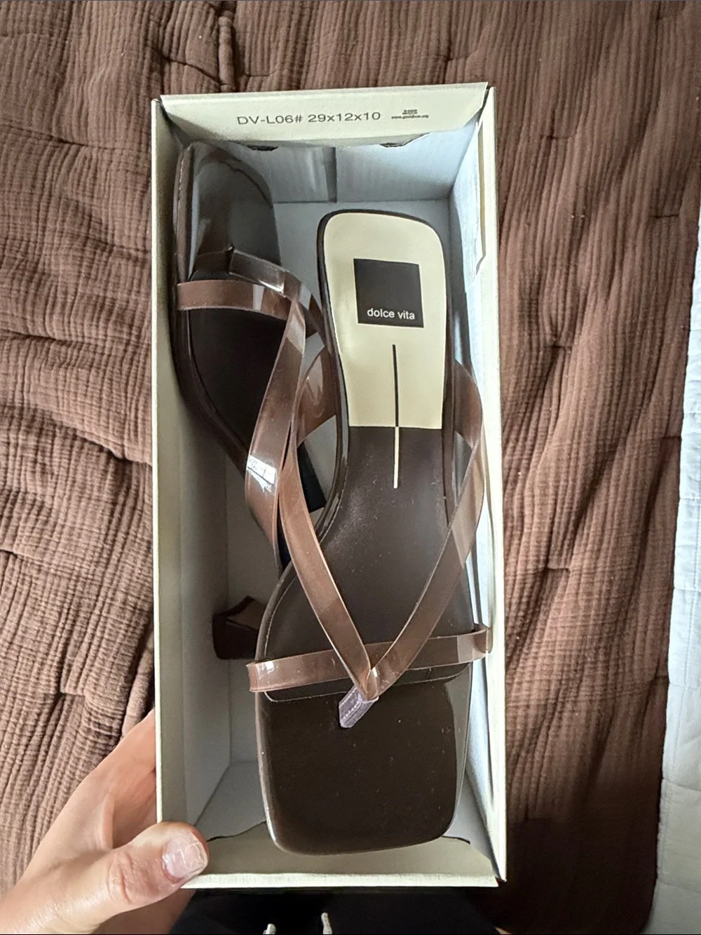 DOLCE VITA Brevel Vinyl Translucent Strap Sandal NEW 9.5 in brown